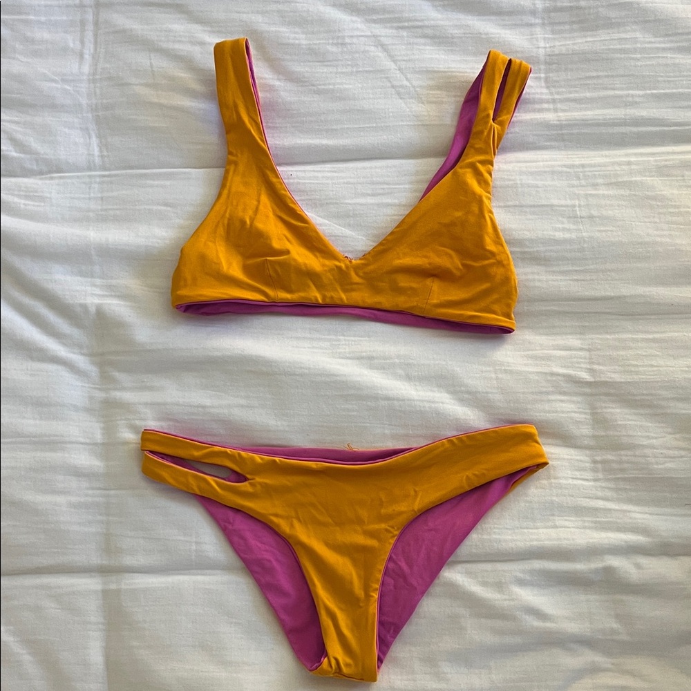 L*Space Yellow and Pink reversible Bikini